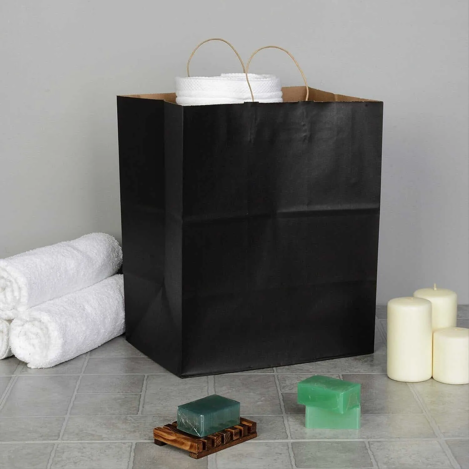 14x10x16.75 Black Paper Bags with Handles