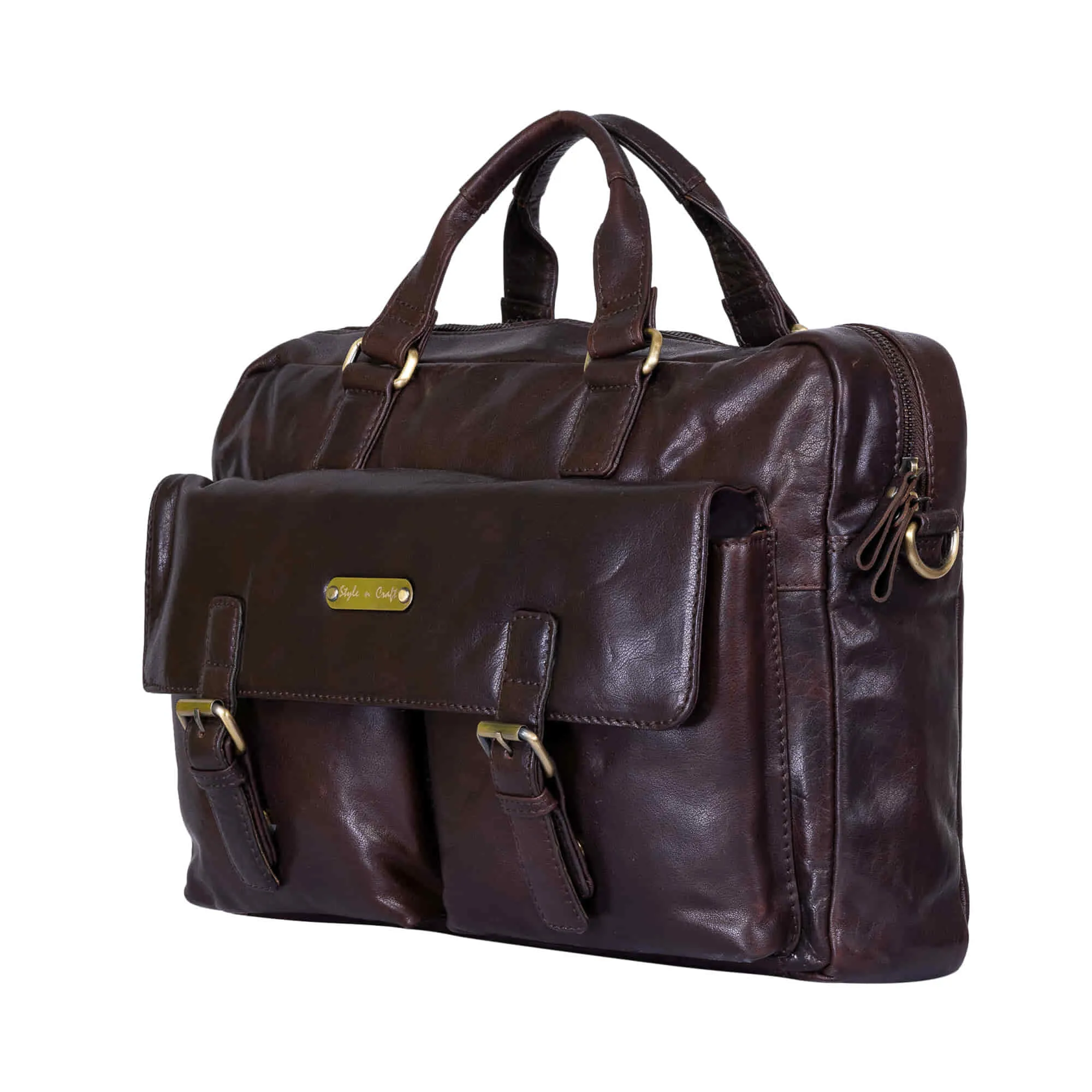 392500 Messenger Bag in Full Grain Dark Brown Vintage Leather | Style n Craft