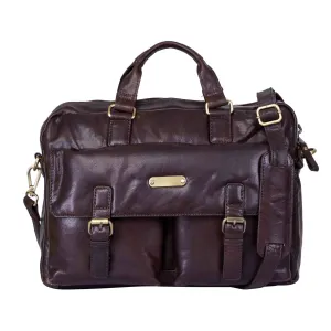 392500 Messenger Bag in Full Grain Dark Brown Vintage Leather | Style n Craft