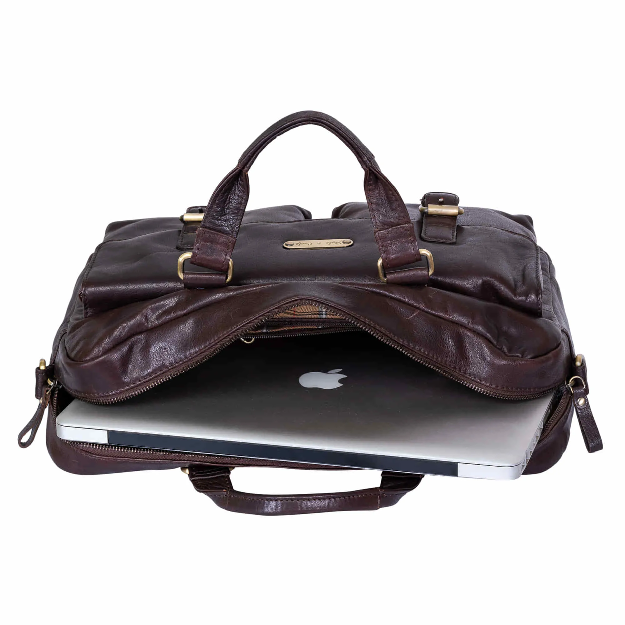 392500 Messenger Bag in Full Grain Dark Brown Vintage Leather | Style n Craft