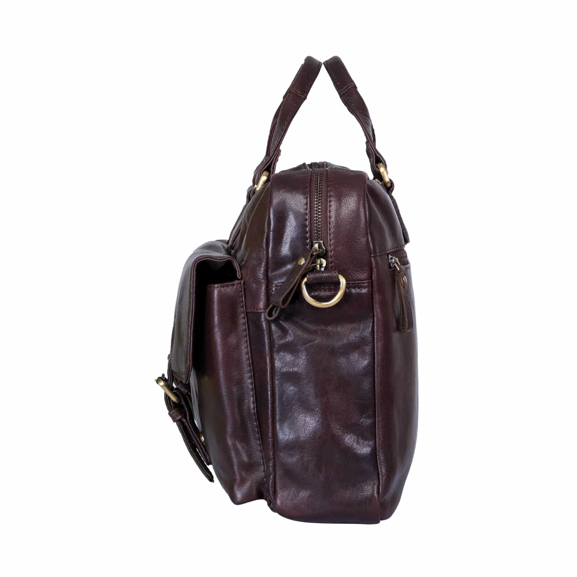 392500 Messenger Bag in Full Grain Dark Brown Vintage Leather | Style n Craft