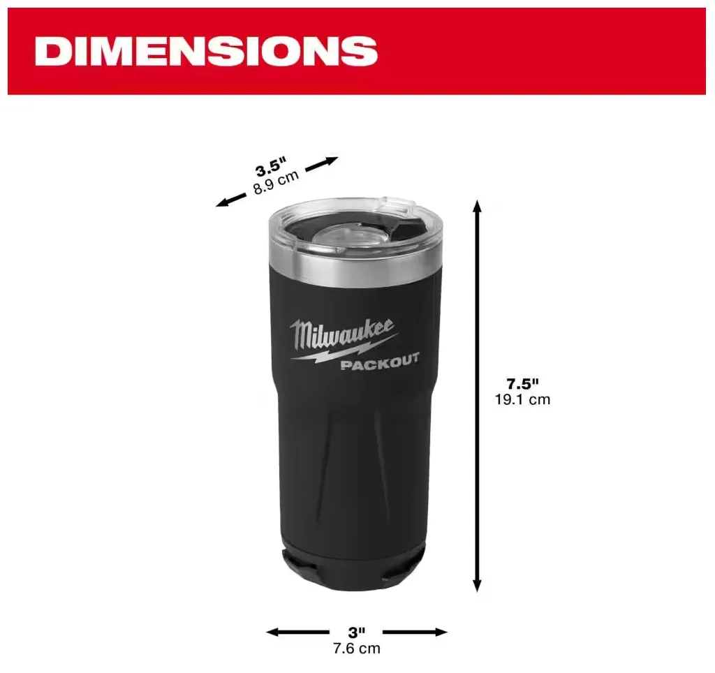 48-22-8392B Milwaukee PACKOUT 20oz Tumbler - Black