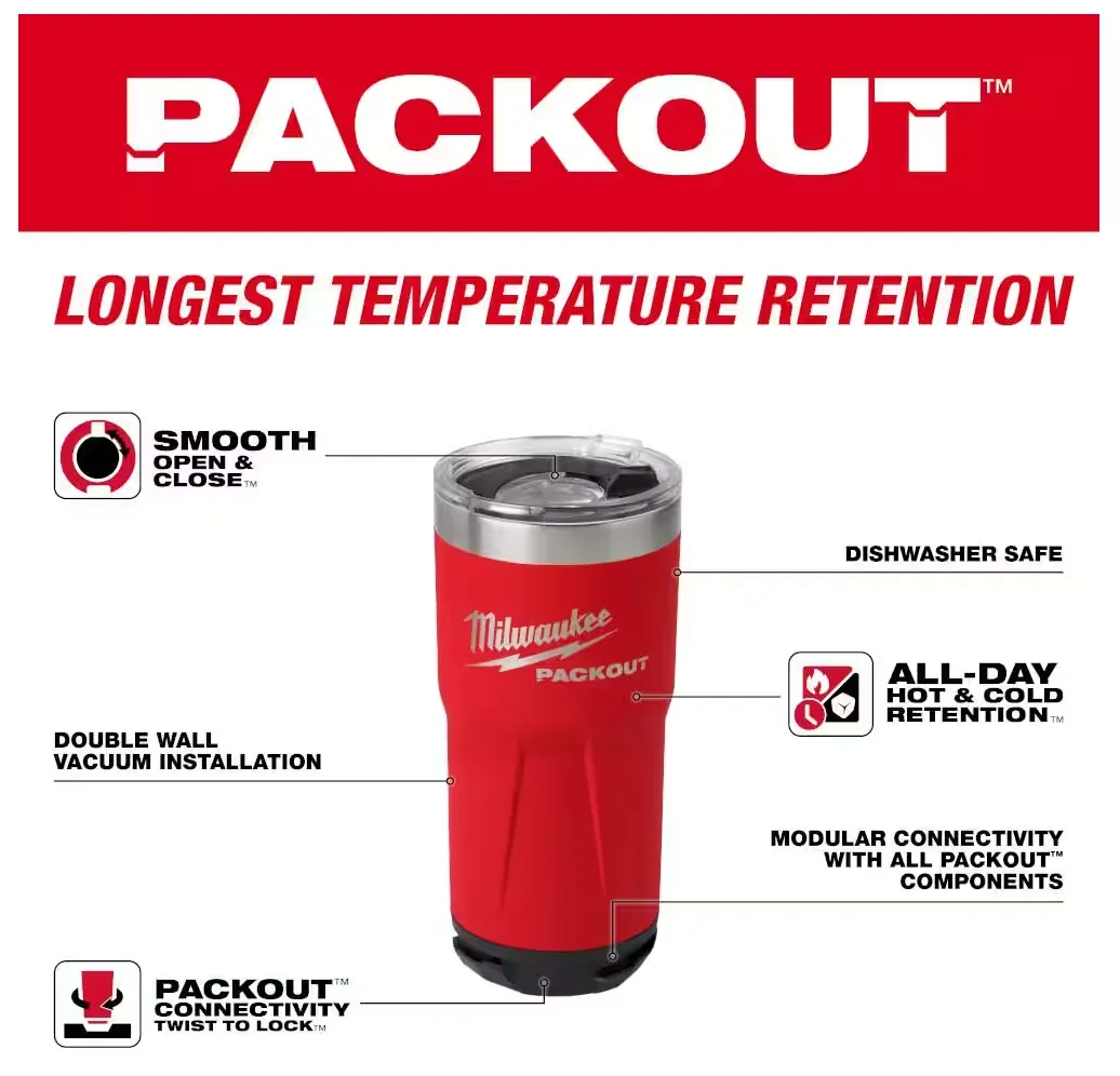 48-22-8392R Milwaukee PACKOUT 20oz Tumbler - Red