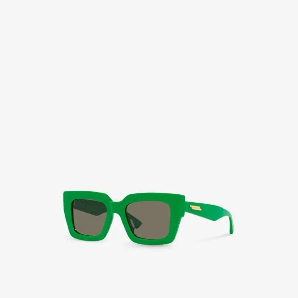 6J000394 BV1212S Bottega Veneta rectangular acetate sunglasses, green