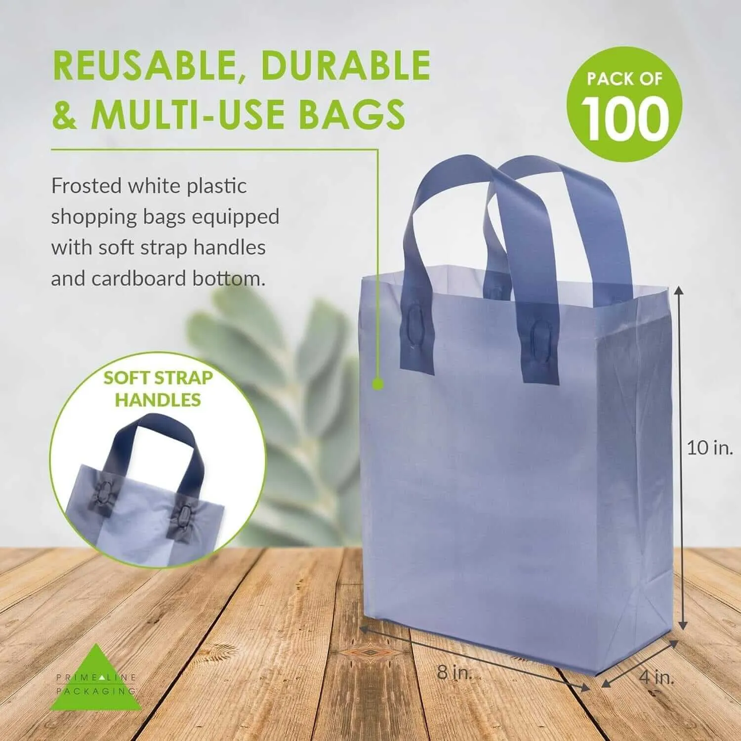 8x4x10 Small Frosted Navy Blue Plastic Bags with Handles