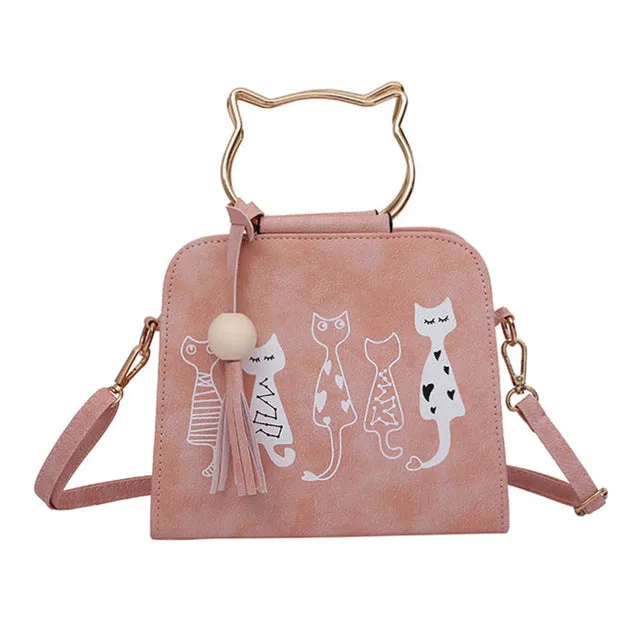 Animal Messenger Cat Pattern Shoulder Bag