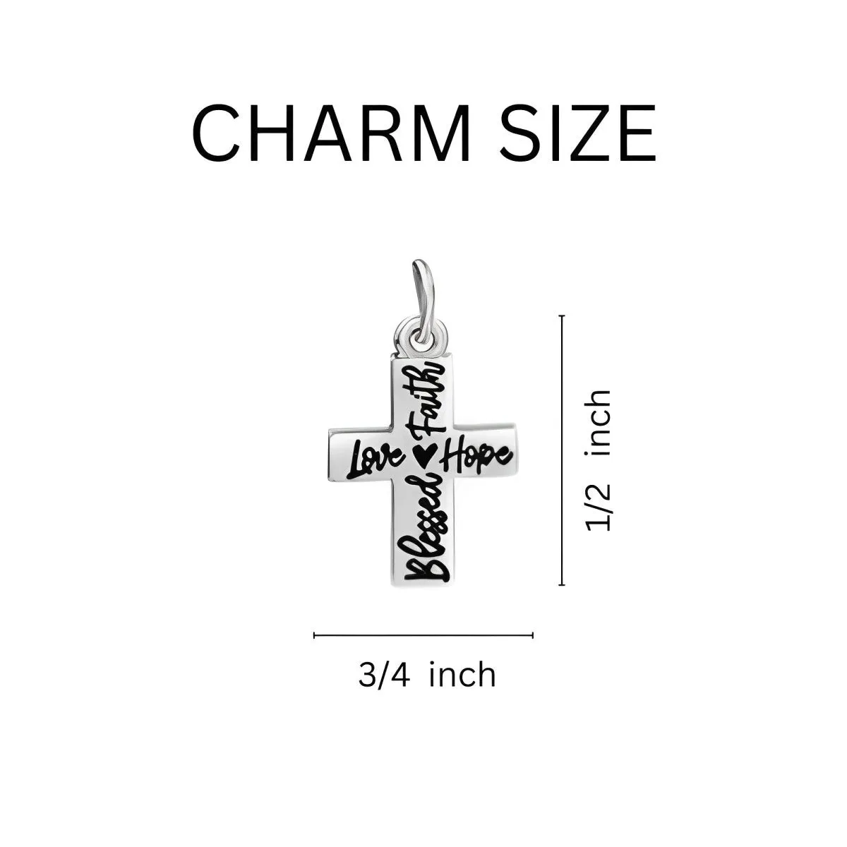 Blessed, Hope, Faith, and Love Cross Retractable Charm Bracelet