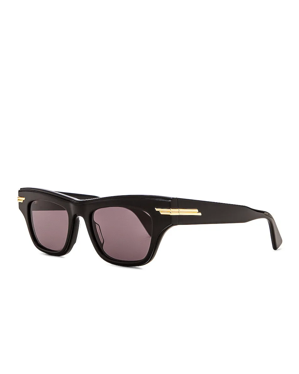 Bottega Veneta Acetate Feminine Soft Cat Eye Sunglasses, Shiny Black