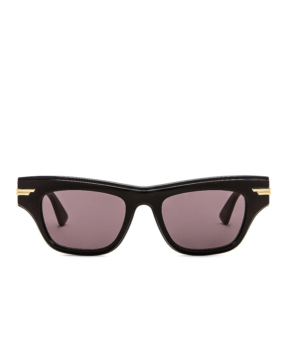 Bottega Veneta Acetate Feminine Soft Cat Eye Sunglasses, Shiny Black