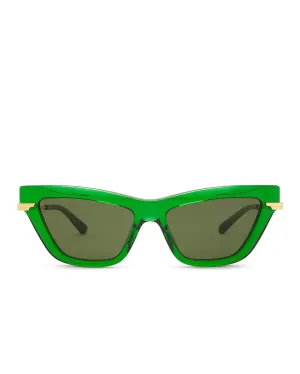 Bottega Veneta Cat Eye Sunglasses, Transparent Btv Green