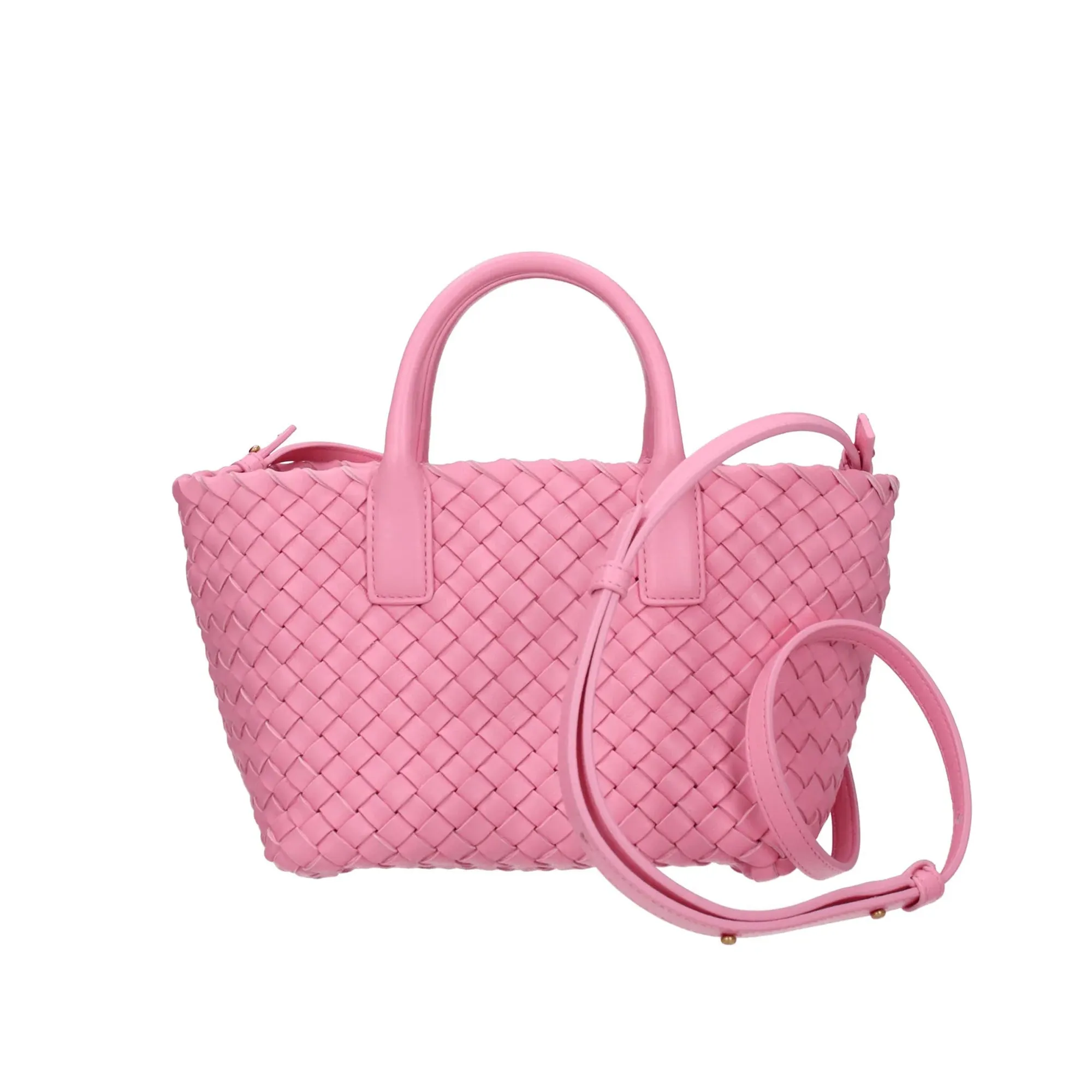 Bottega Veneta Top Handle Handbag Women Leather Pink