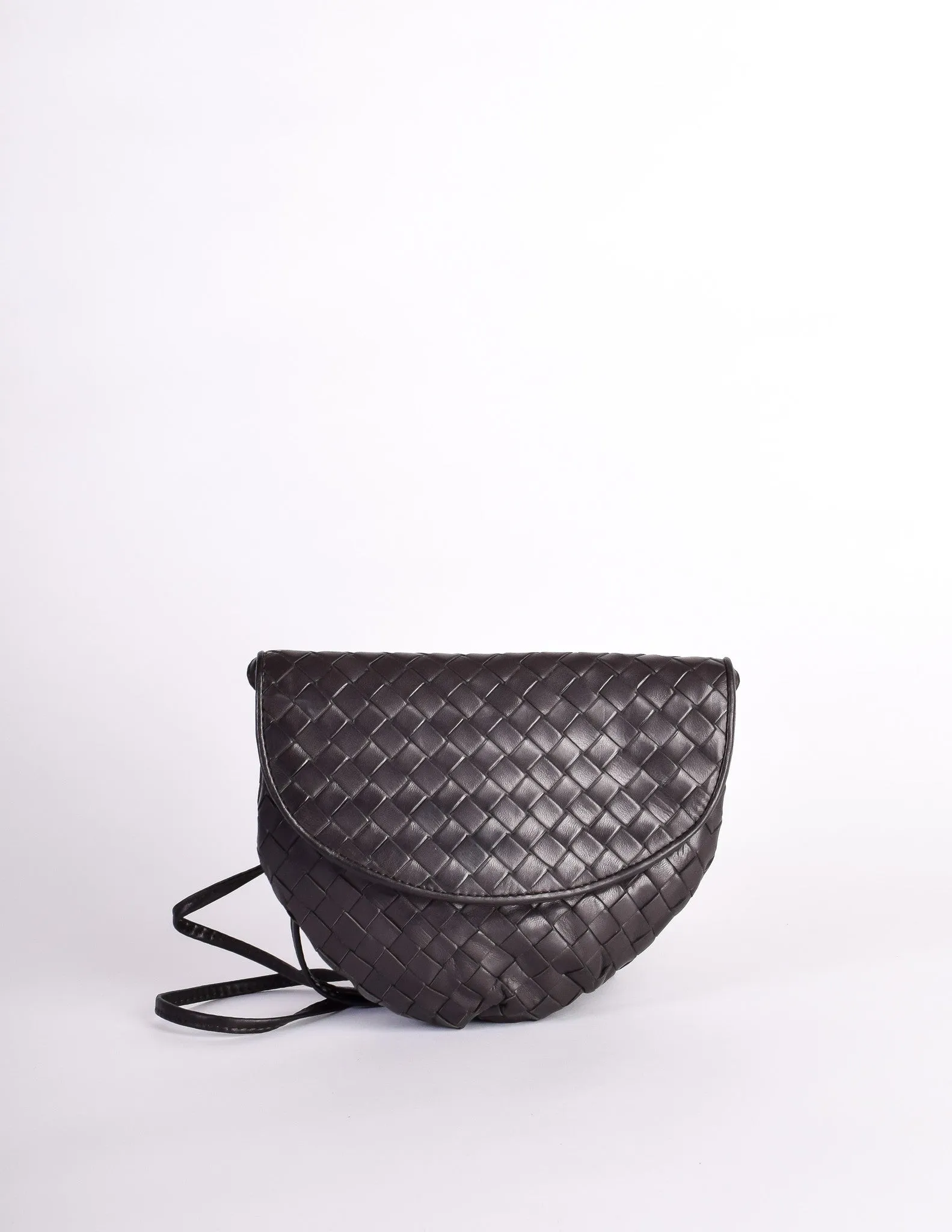 Bottega Veneta Vintage Intrecciato Black Woven Leather Crossbody Bag