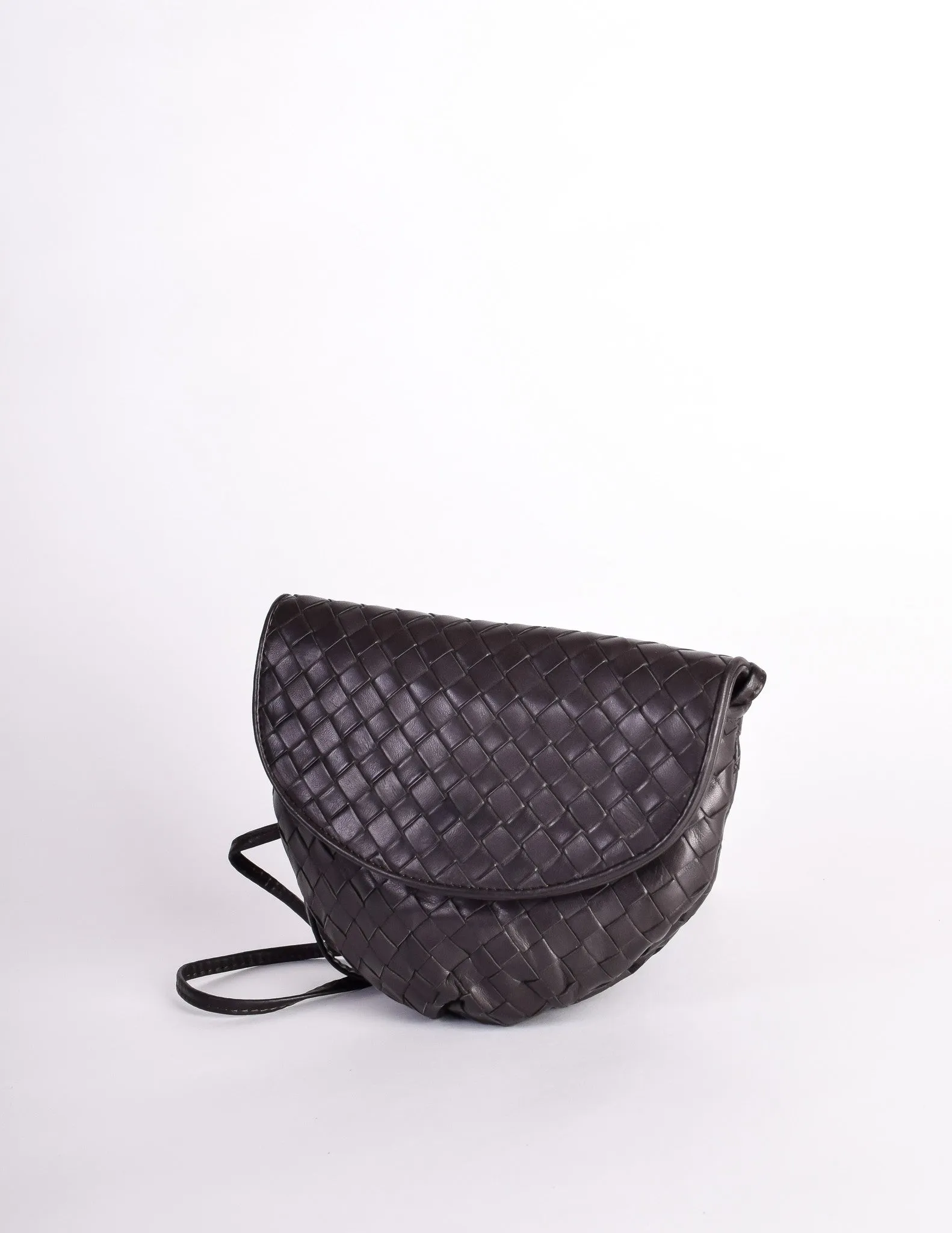 Bottega Veneta Vintage Intrecciato Black Woven Leather Crossbody Bag