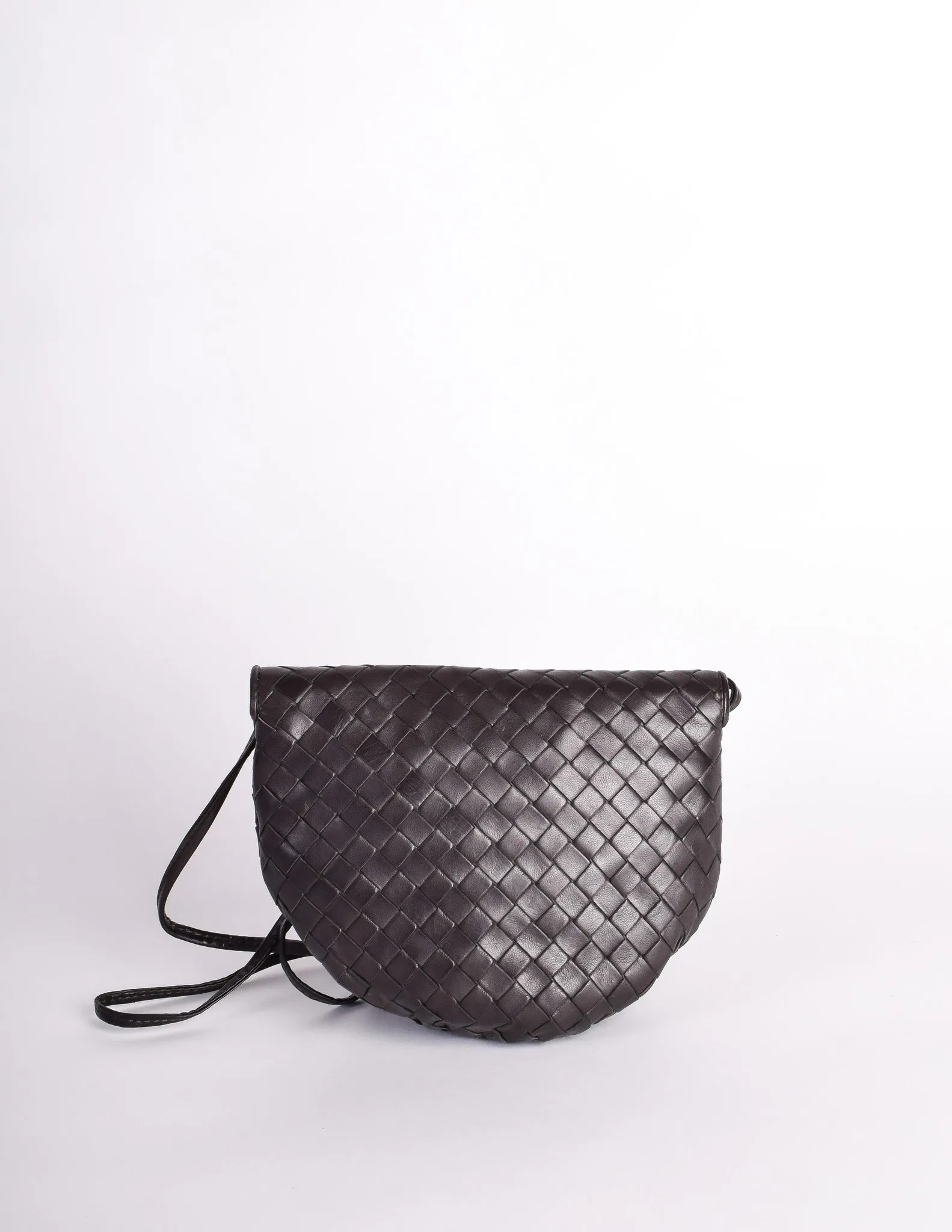 Bottega Veneta Vintage Intrecciato Black Woven Leather Crossbody Bag