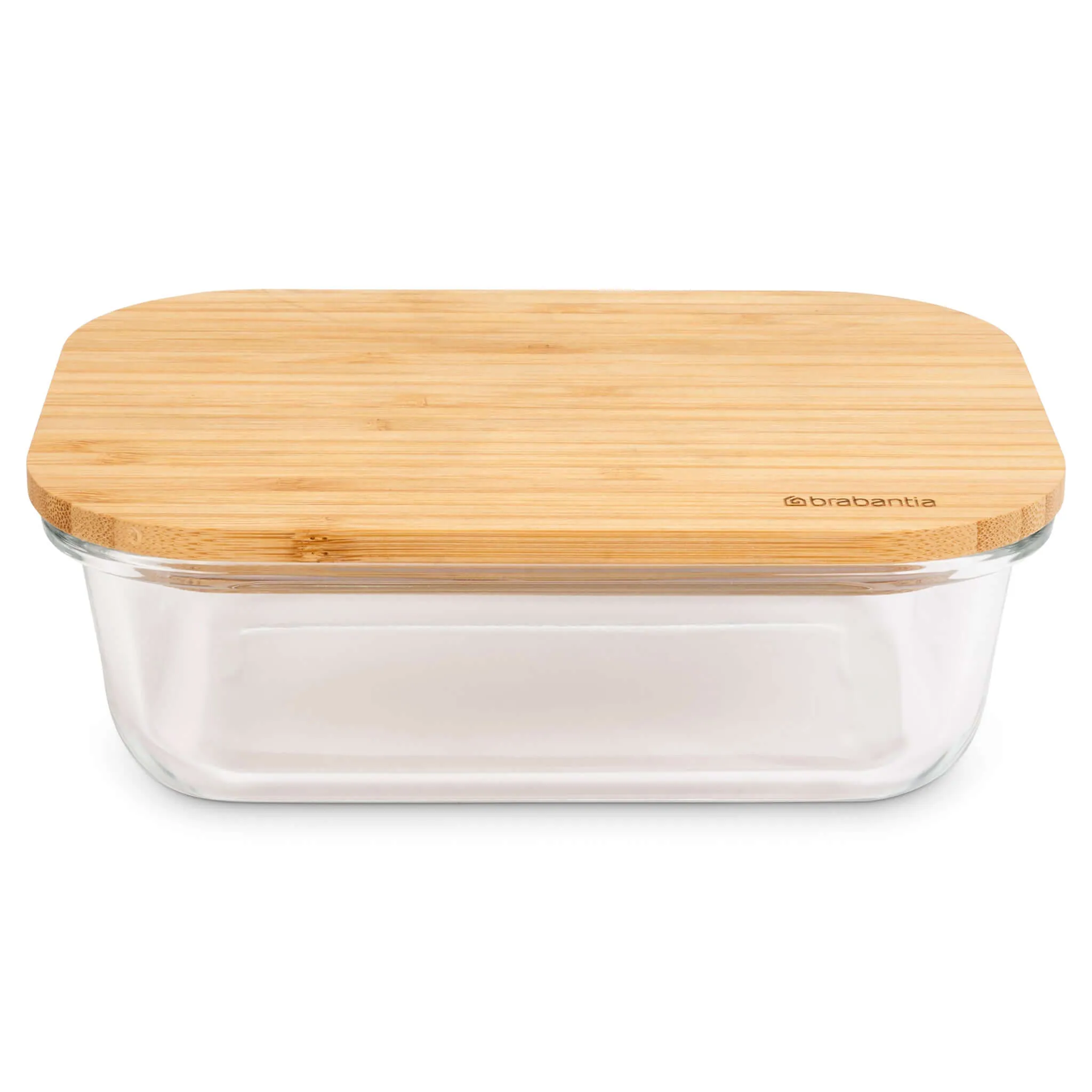 Brabantia Pure Oven Dish Storage Box Glass With Bamboo Lid 600ml