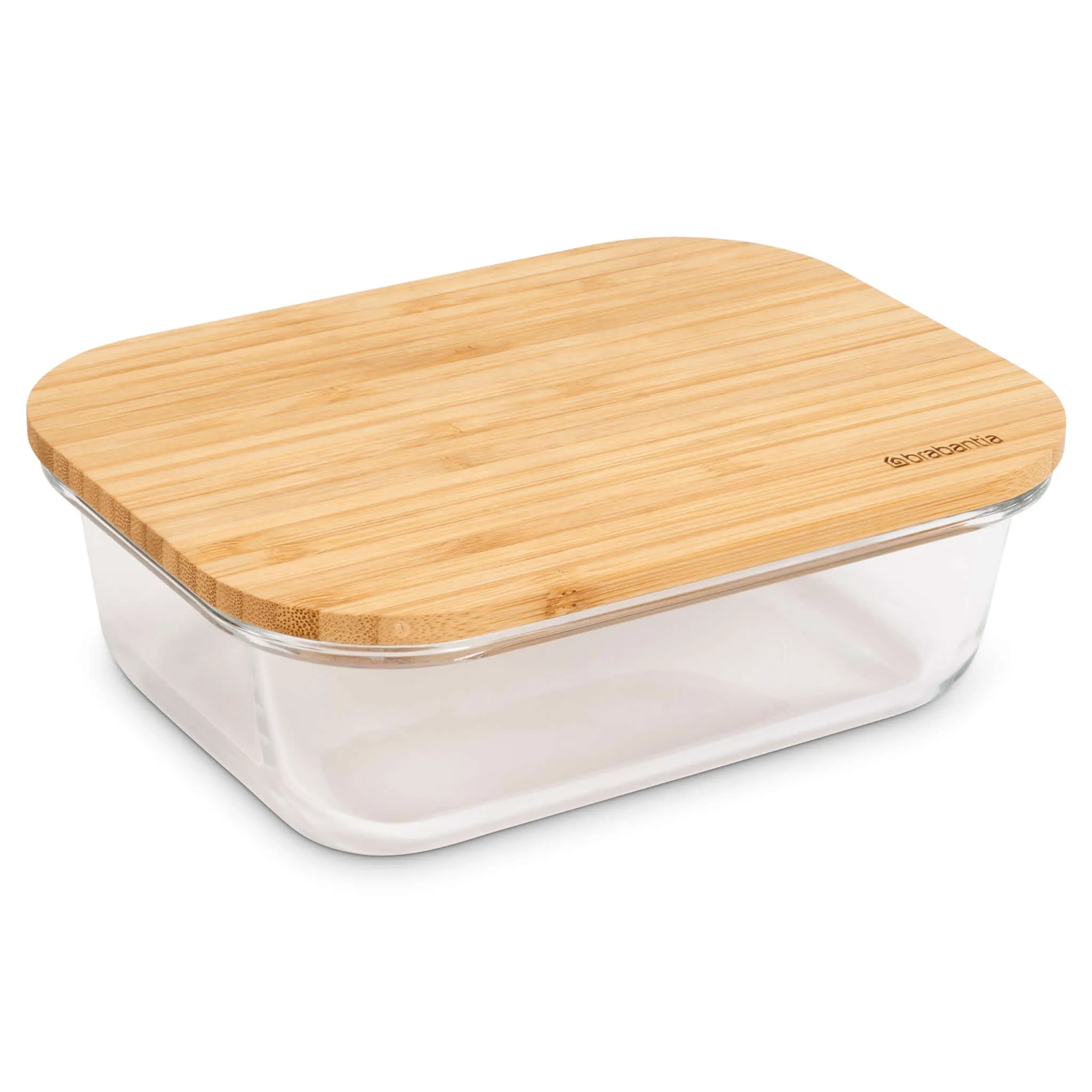 Brabantia Pure Oven Dish Storage Box Glass With Bamboo Lid 600ml