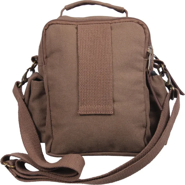 Brown - Canvas & Leather Travel Shoulder Bag