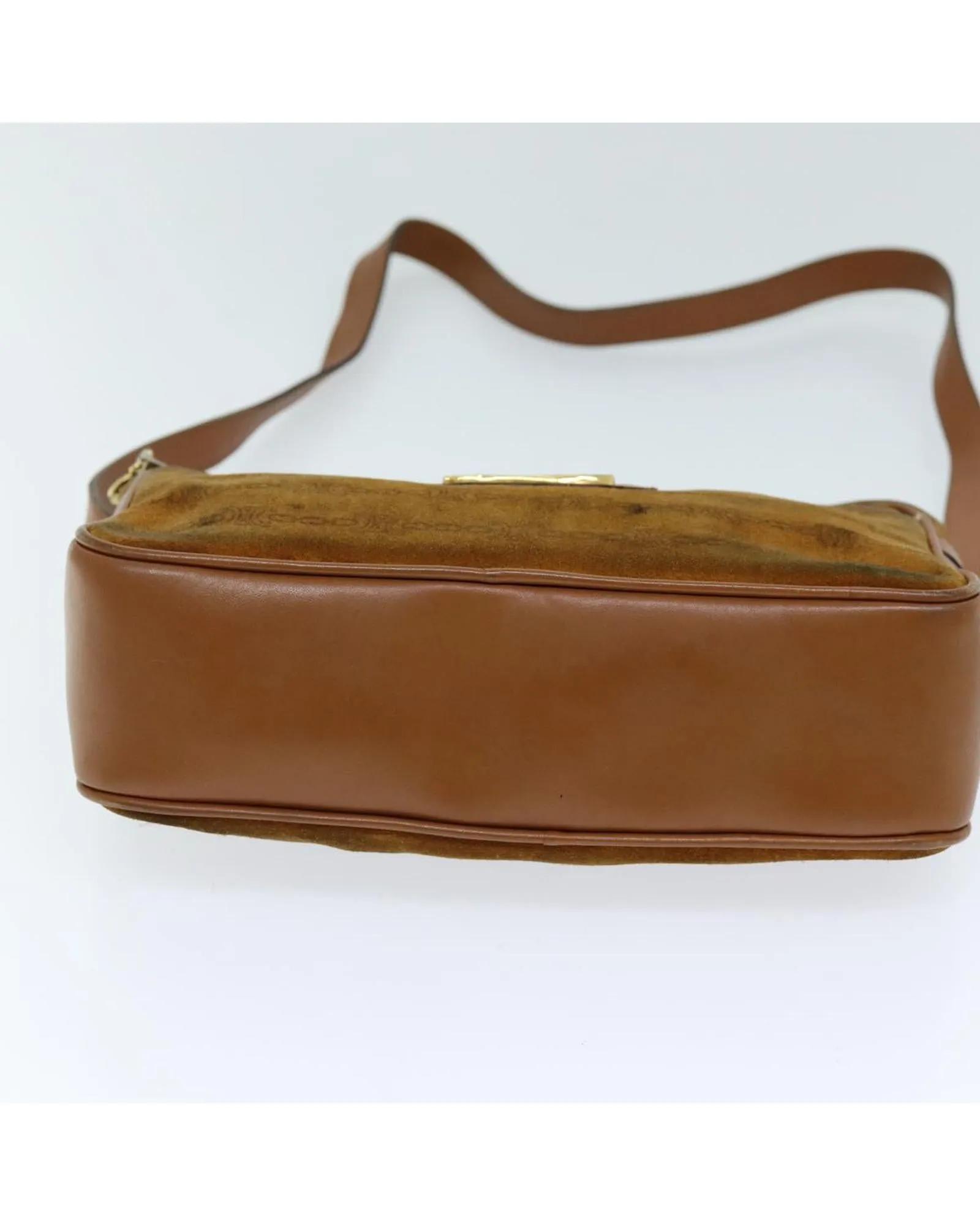 Brown Suede Shoulder Bag with 45cm Strap Drop - Rank C