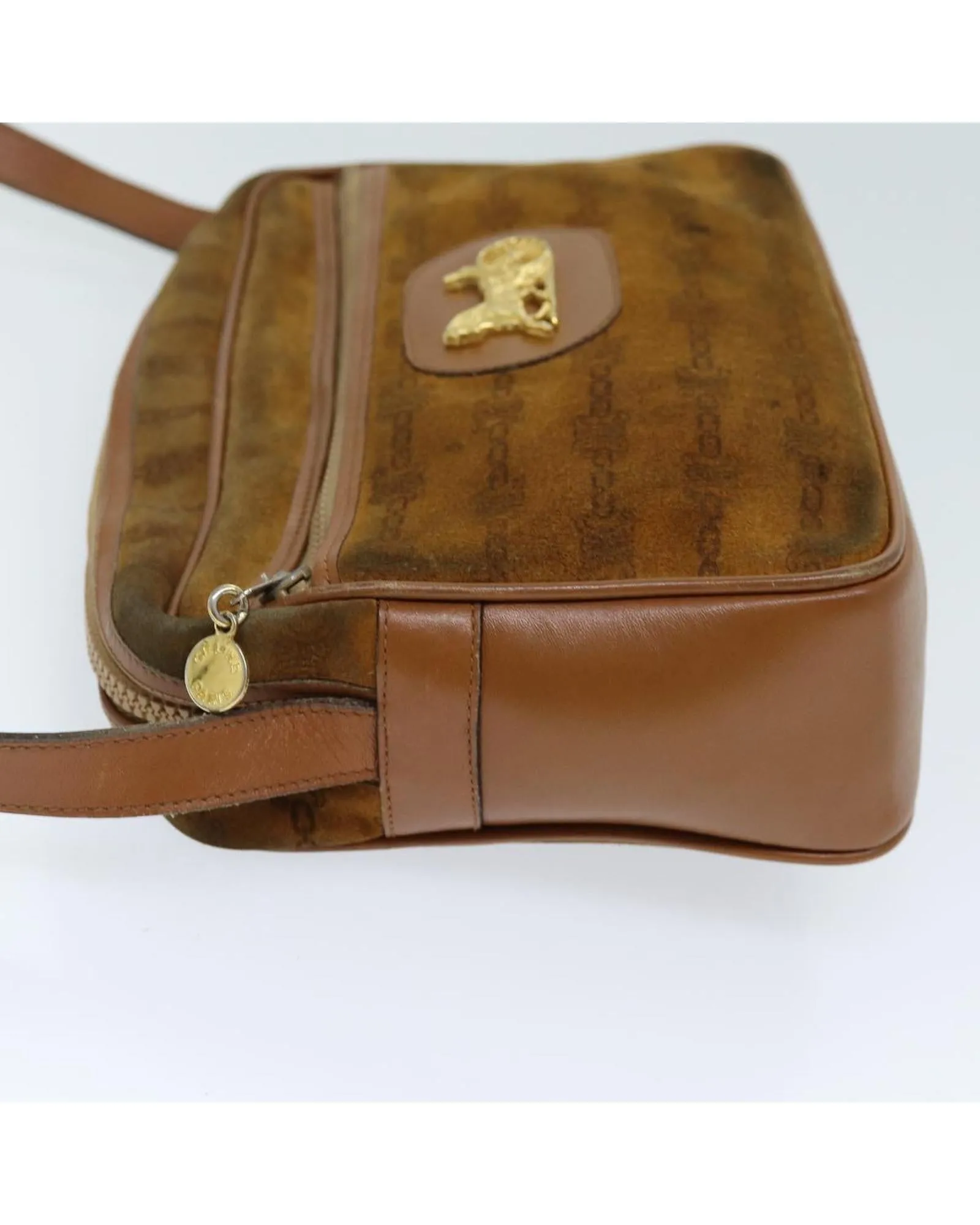 Brown Suede Shoulder Bag with 45cm Strap Drop - Rank C