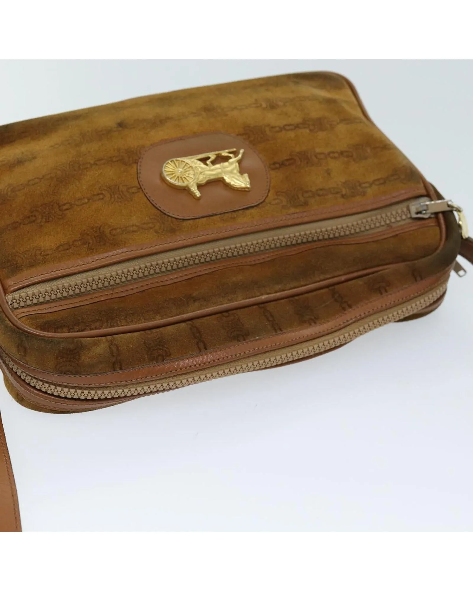 Brown Suede Shoulder Bag with 45cm Strap Drop - Rank C