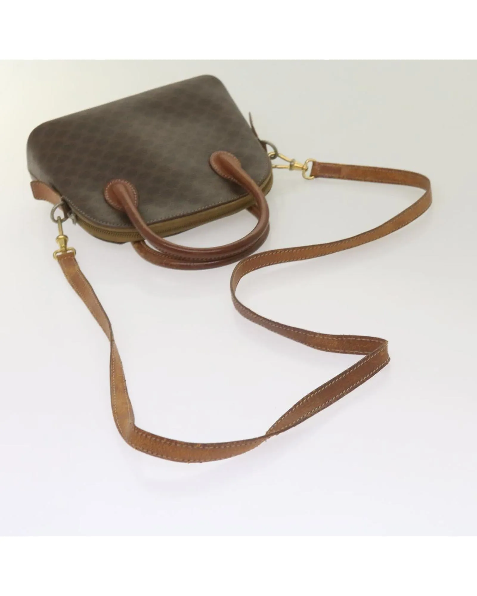 Canvas Hand Bag with Shoulder Strap - Brown