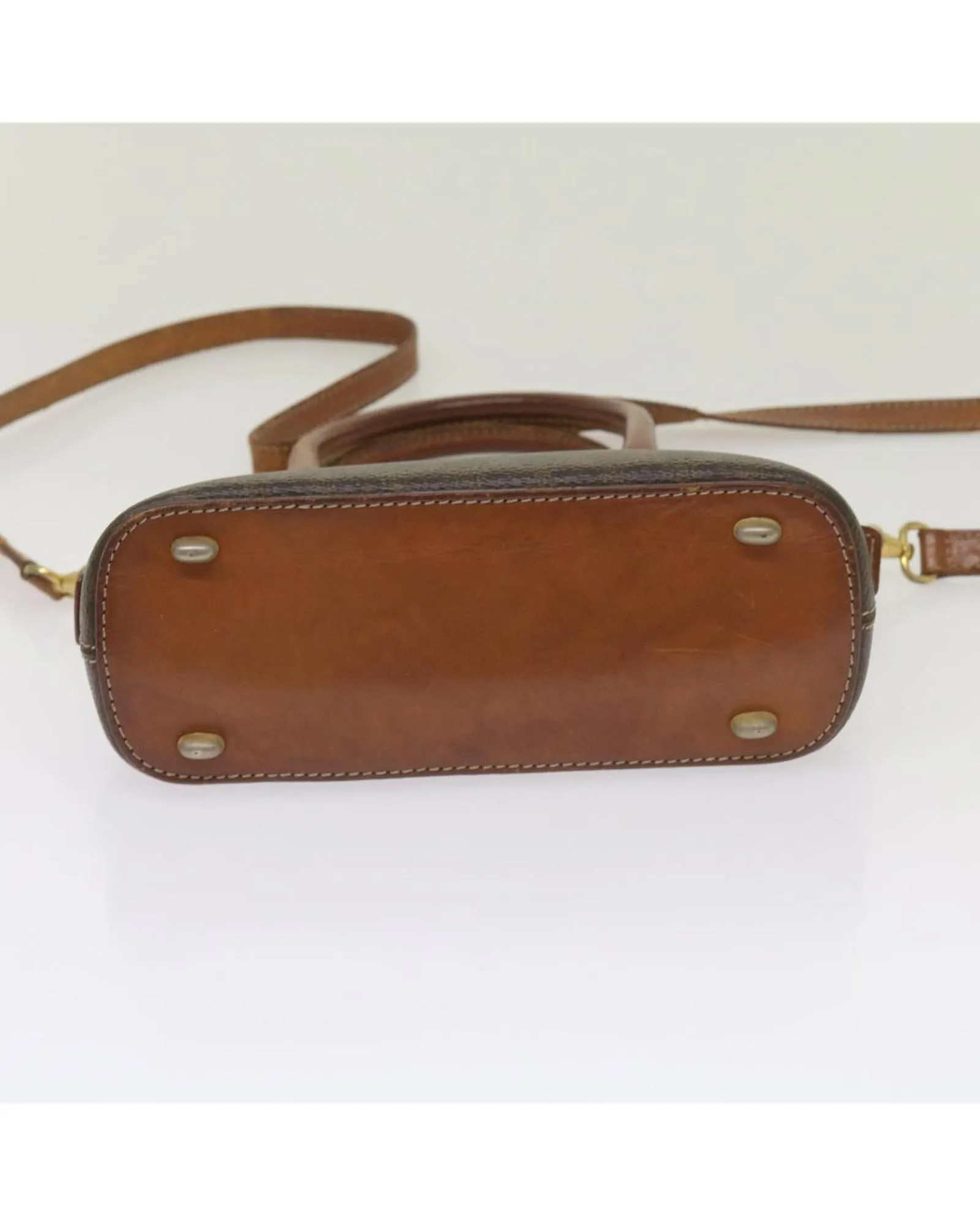 Canvas Hand Bag with Shoulder Strap - Brown