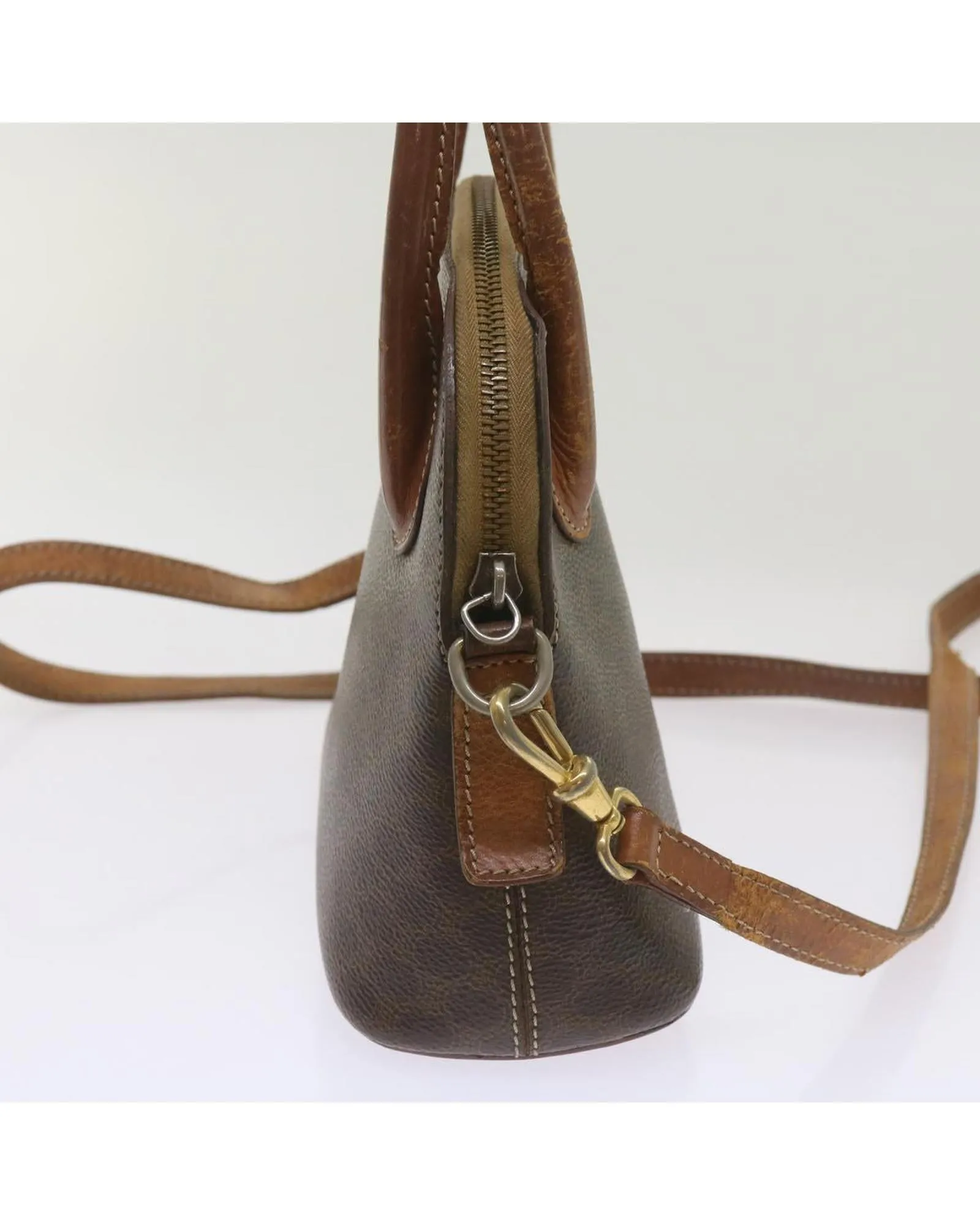 Canvas Hand Bag with Shoulder Strap - Brown