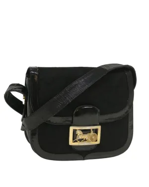 Canvas Horse Carriage Shoulder Bag - Black