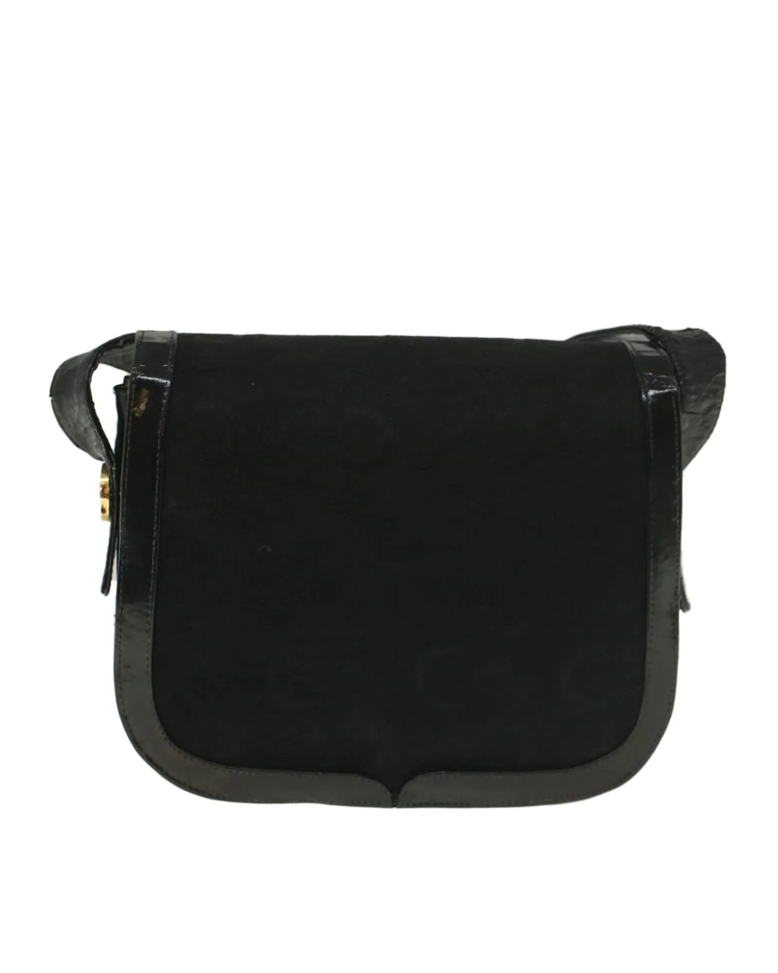 Canvas Horse Carriage Shoulder Bag - Black