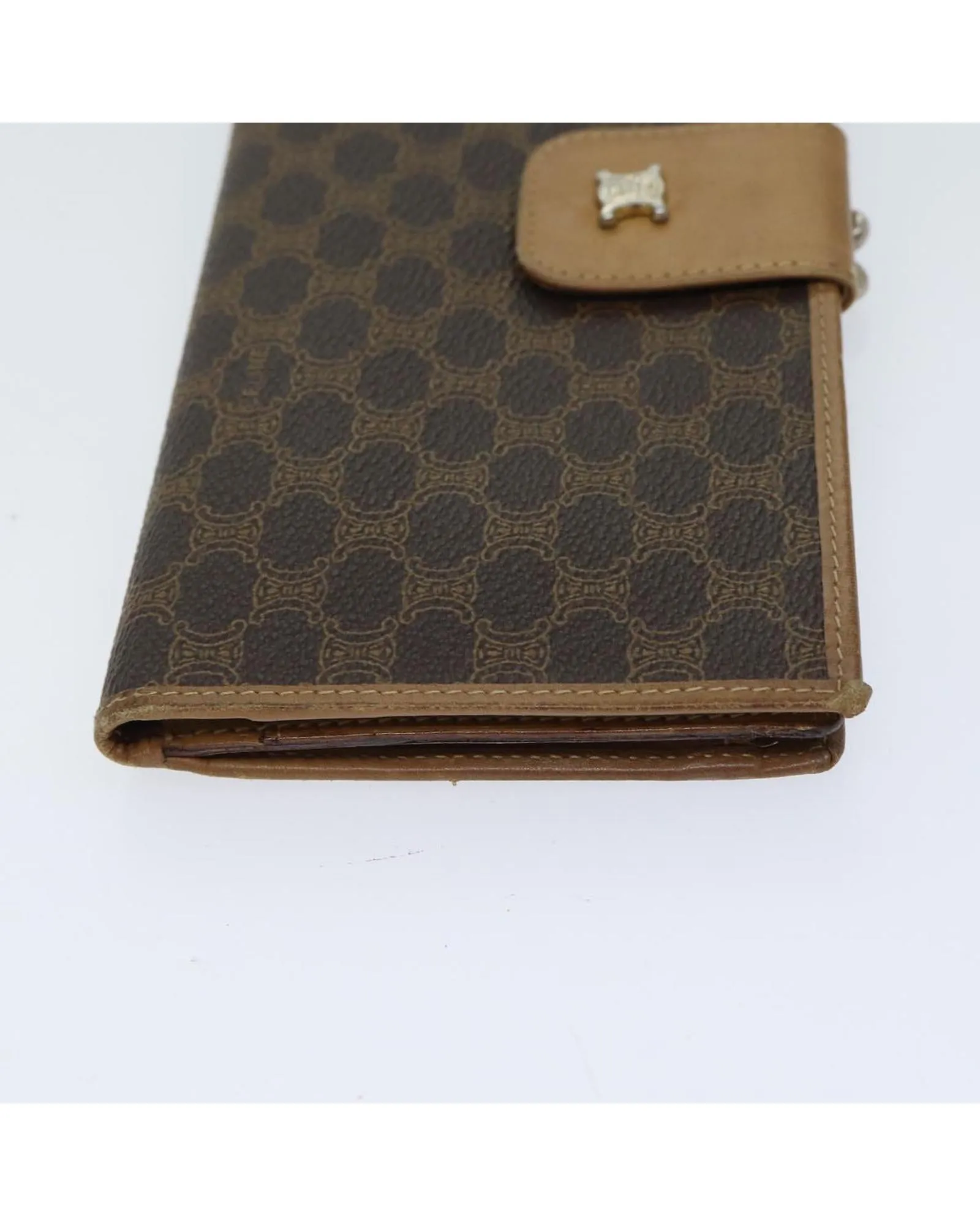 Canvas Leather Brown Long Wallet - Celine 72095