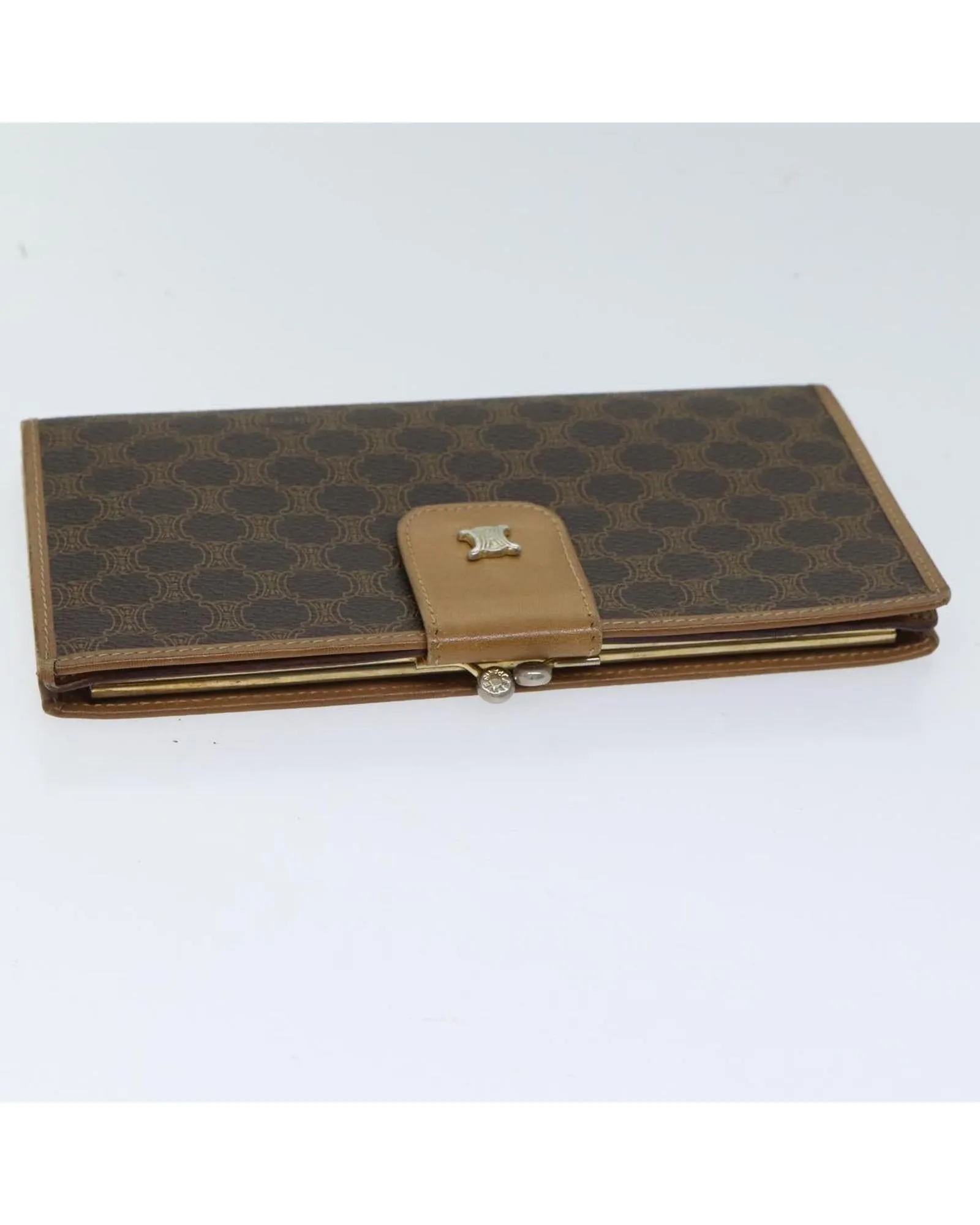 Canvas Leather Brown Long Wallet - Celine 72095