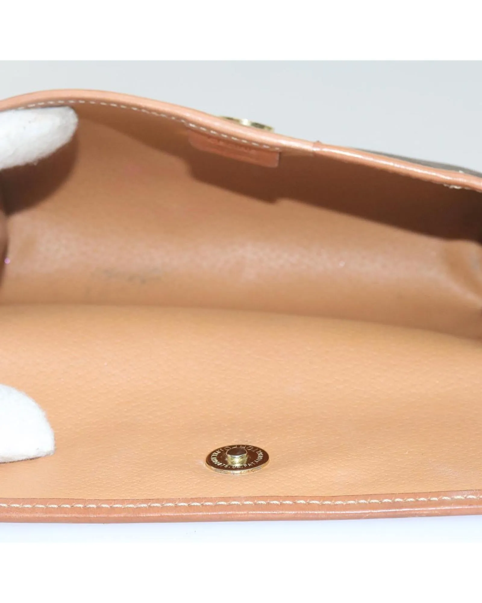 Canvas Pouch with Leather Trim in Brown by Celine