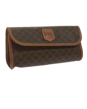 Canvas Pouch with Leather Trim in Brown by Celine