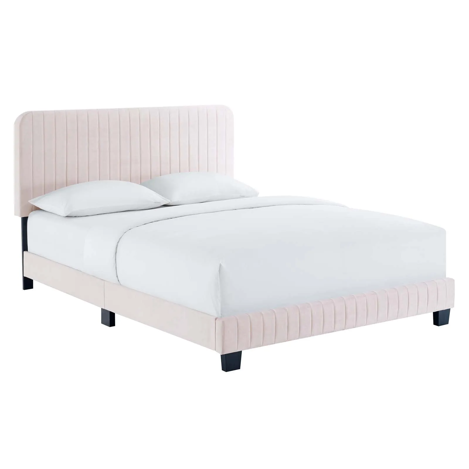 Celine Channel Tufted Performance Velvet Queen Platform Bed Pink MOD-6334-PNK