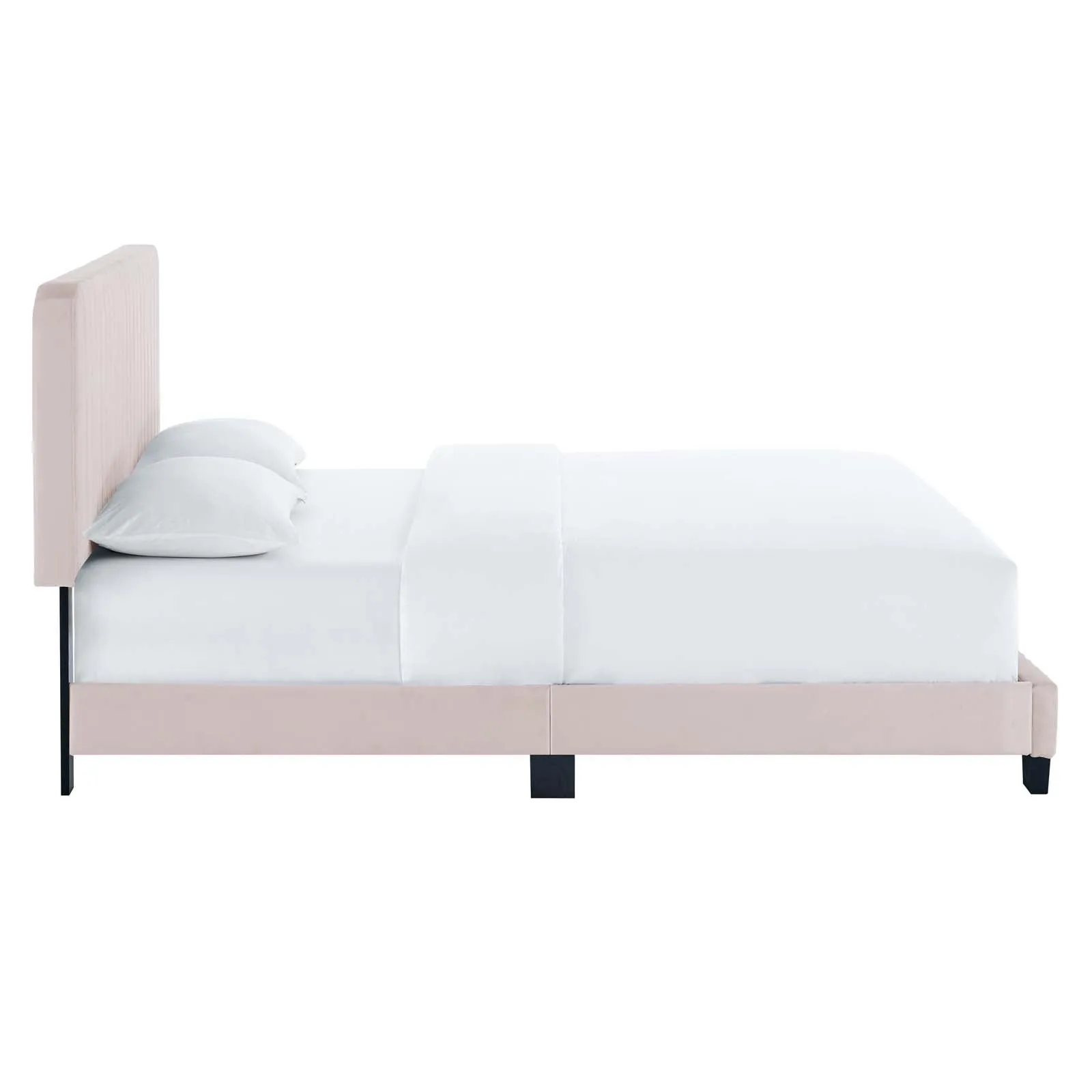 Celine Channel Tufted Performance Velvet Queen Platform Bed Pink MOD-6334-PNK