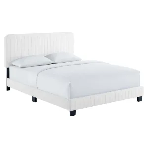 Celine Channel Tufted Performance Velvet Queen Platform Bed White MOD-6334-WHI