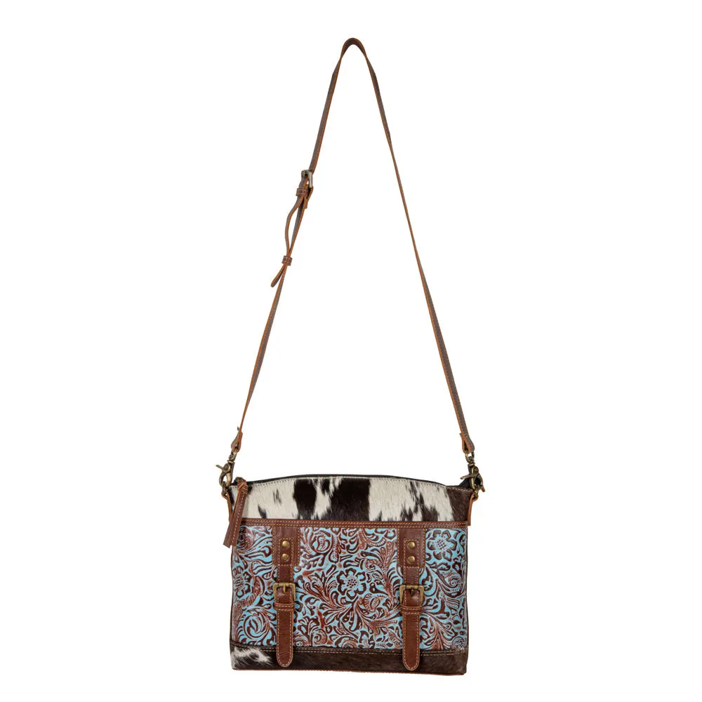 Clara Mae Hand-Tooled Accent Canvas Hairon Bag