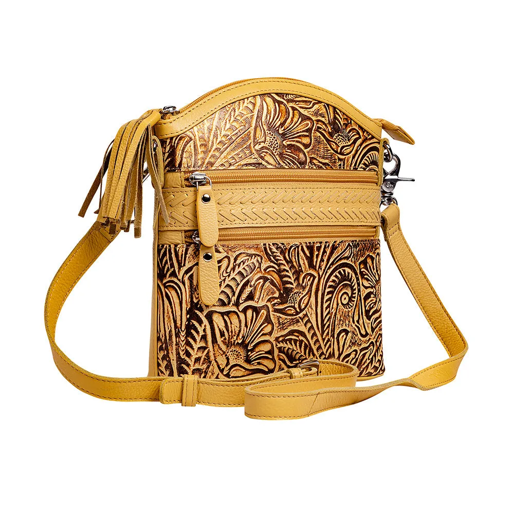 Clarendon Embossed Leather Bag in Yellow