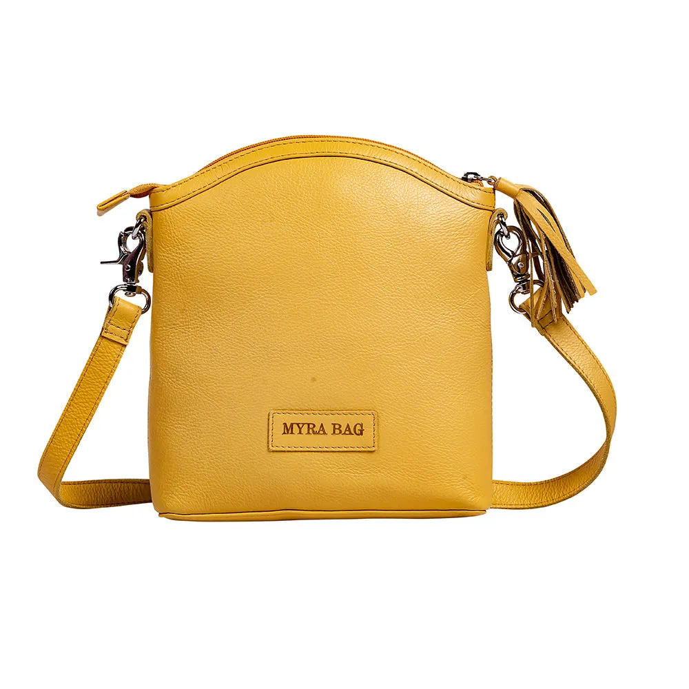 Clarendon Embossed Leather Bag in Yellow