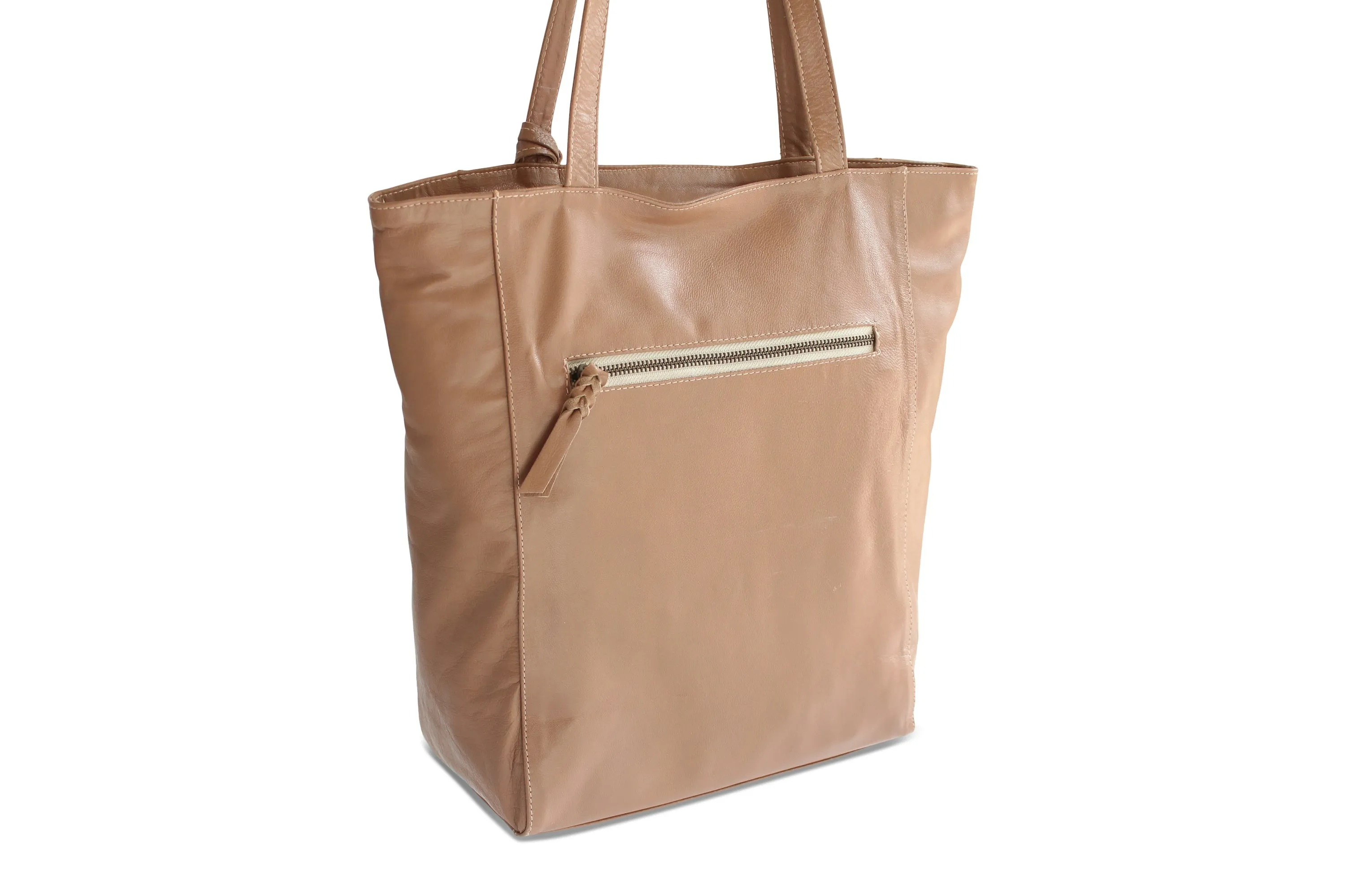 EMMA LEATHER HANDBAG IN NUDE