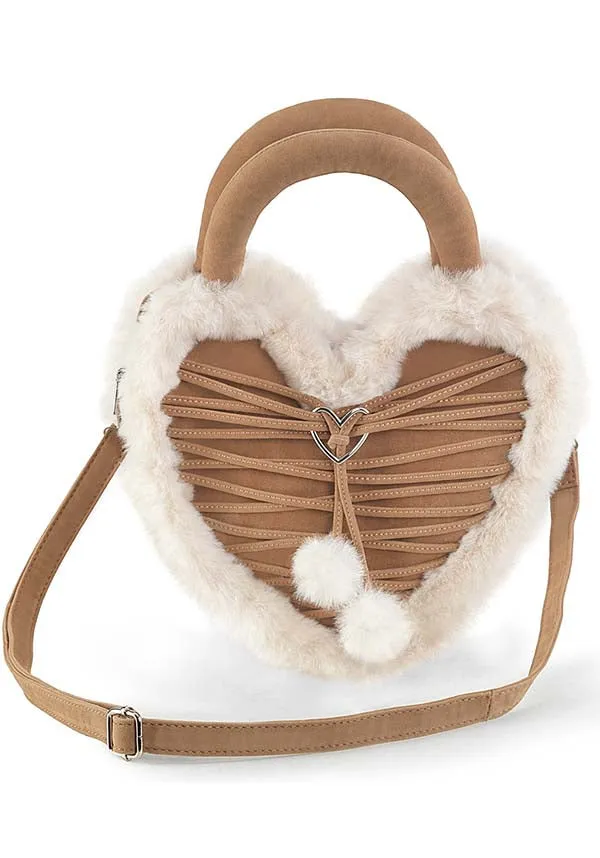 Faux Fur [Camel] Heart-Shaped | PURSE [PREORDER]