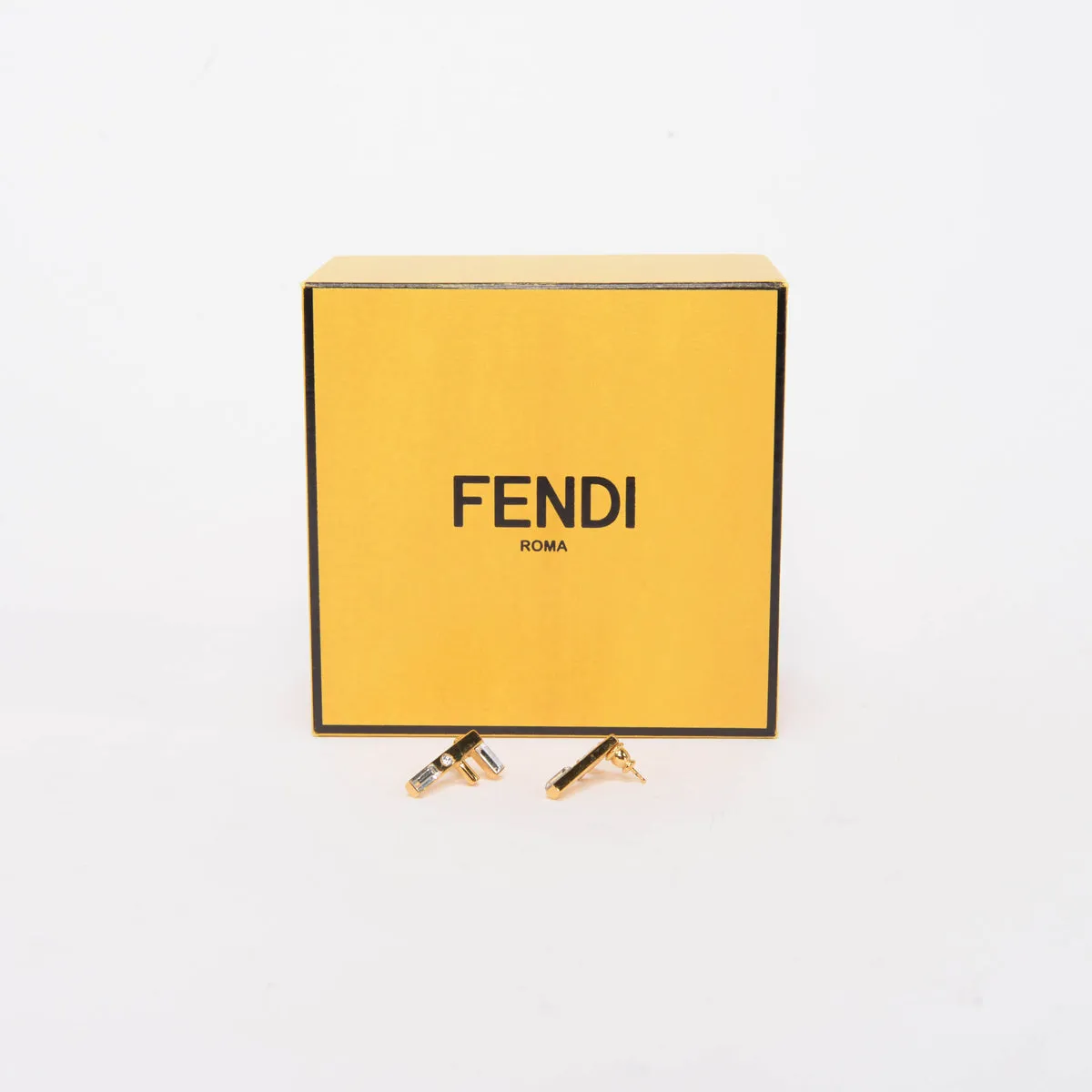 Fendi Gold Tone Crystal Fendi First Earrings