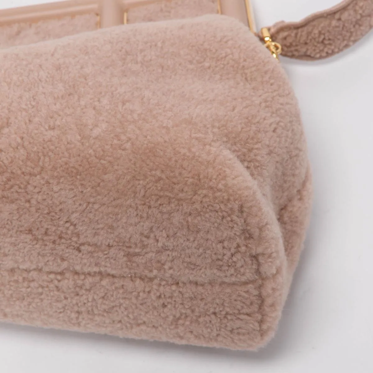 Fendi Rosa Plaster Shearling Medium Fendi First Clutch