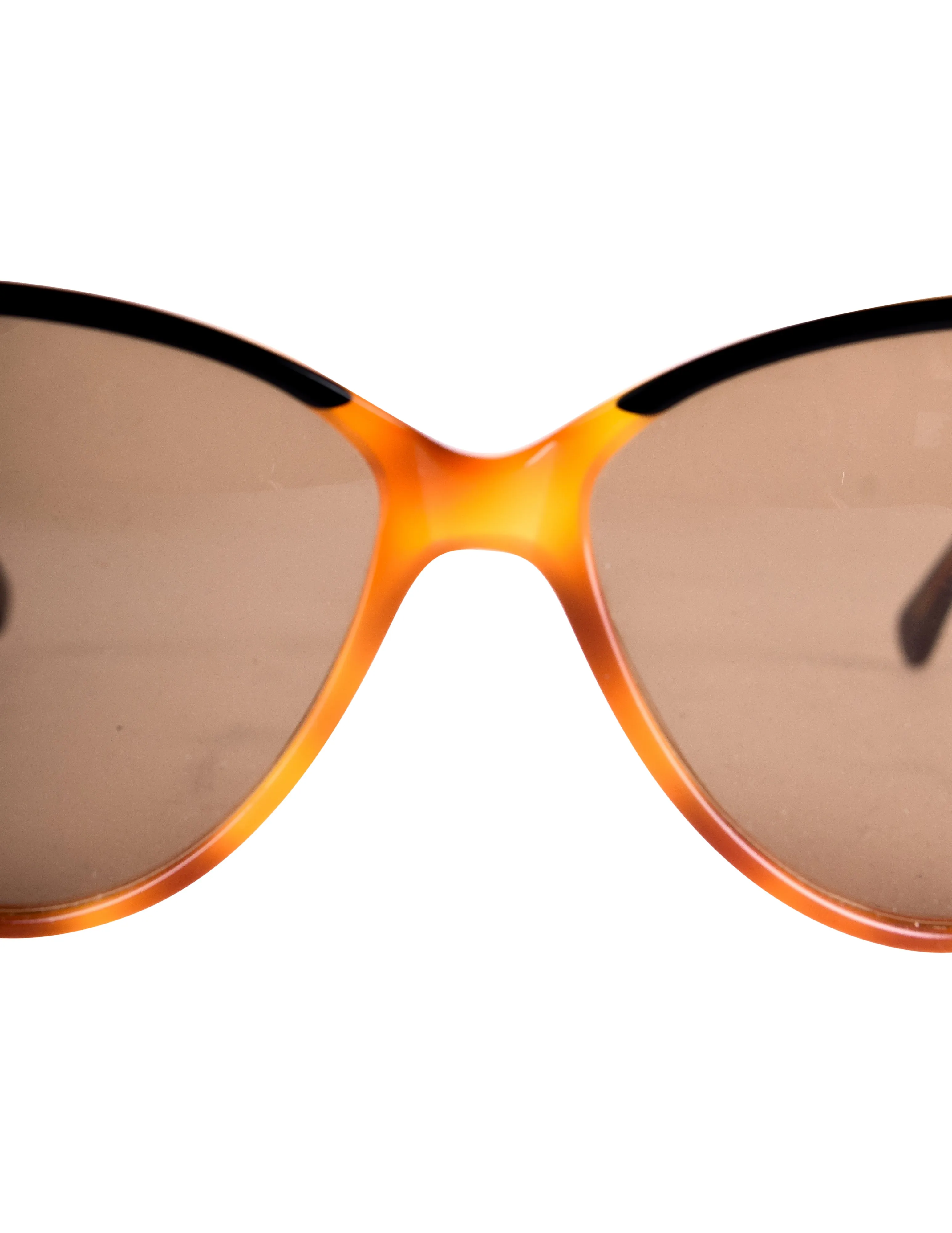 Fendi Vintage 1980s Tortoise and Black Split Cat Eye Sunglasses