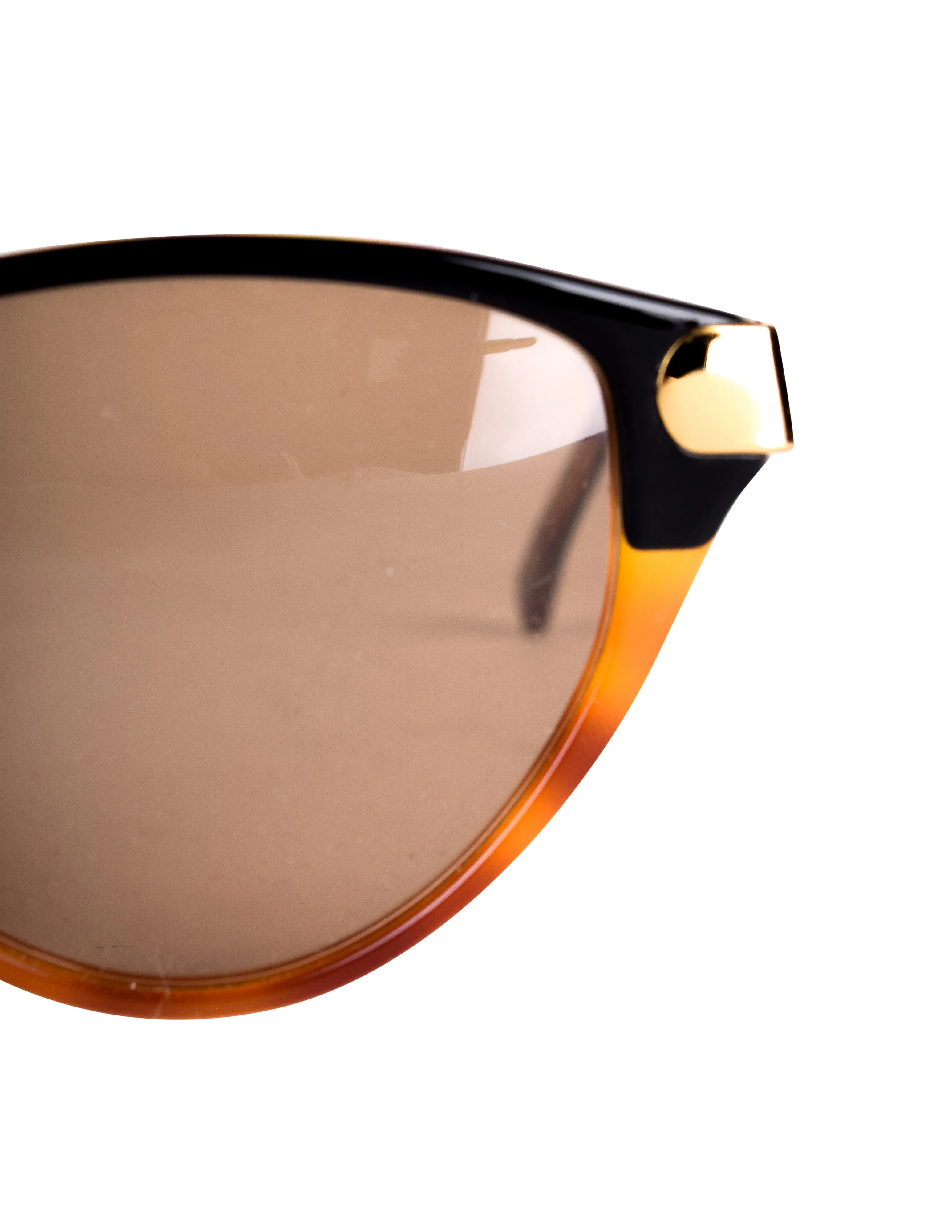 Fendi Vintage 1980s Tortoise and Black Split Cat Eye Sunglasses