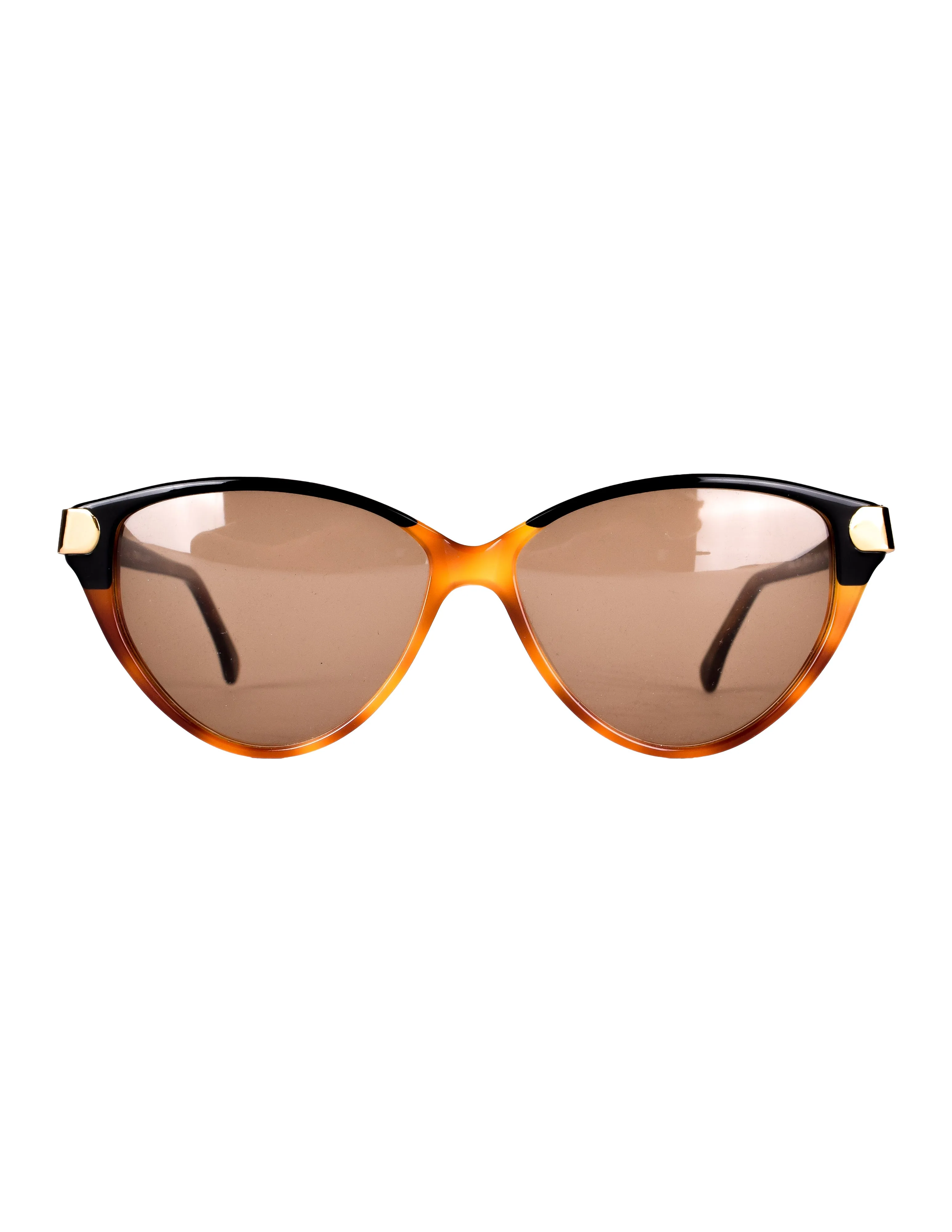 Fendi Vintage 1980s Tortoise and Black Split Cat Eye Sunglasses