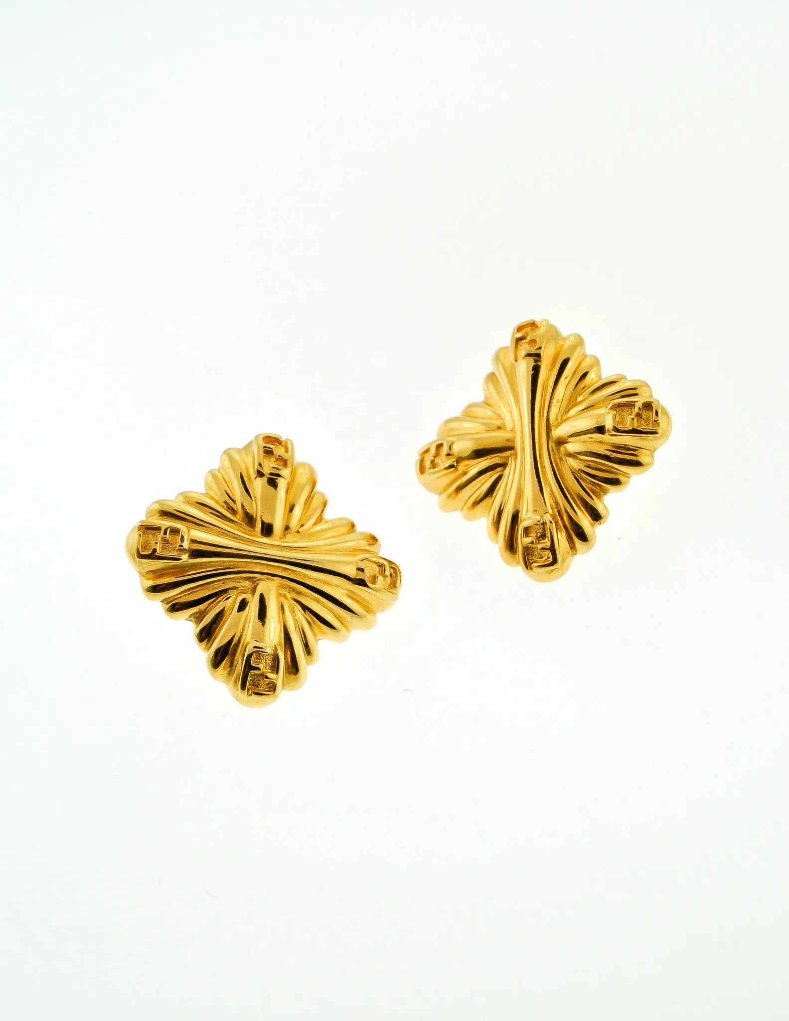 Fendi Vintage Gold Maltese Cross Earrings