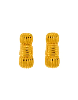 Fendi Vintage Gold Ribbed Knot Earrings