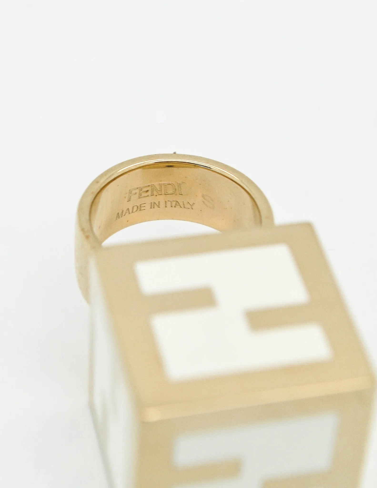 Fendi Vintage Logo Cube Ring