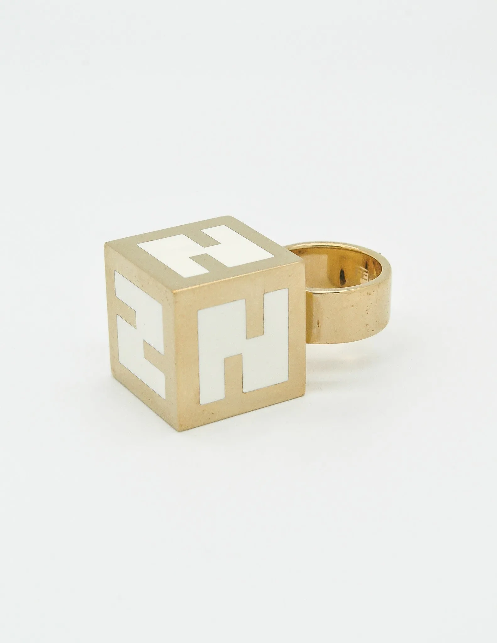 Fendi Vintage Logo Cube Ring